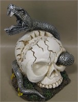 Decorative Resin Skull w/ Snake