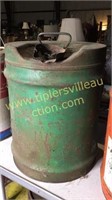 Vintage green oil can 5gal