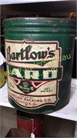 Vintage bartlow’s lard can 50lbs no lid