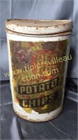 Vintage red dot potato chip can 12in tall