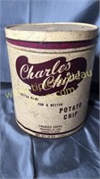 Vintage Charles chips can 10in tall