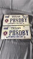 2 Purple Heart Texas license plates
