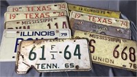 9 vintage license plates 60s-70s Iowa, Texas,