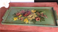 Hand painted wood tray 25in