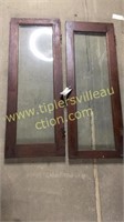 Pair of 43in wood and glass cabinet doors