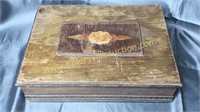 Wooden sewing box with inlay top 14x10x4h and