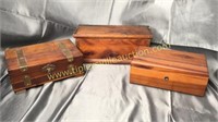 3 wooden cedar boxes
