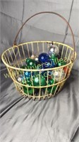 Egg basket with Christmas ornaments