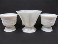 3 white vases