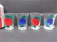 4 handpainted small glasses