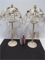 Pair of metal candlestands w. prisms