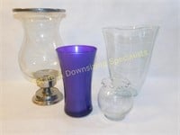 4 Glass Vases Hand Blown & Others