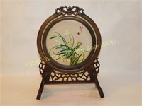 Ornate Carved Frame With Embroidered Flowers