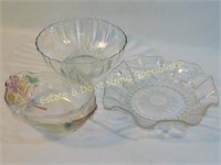 Lot of Clear Glass Bowls Cups Hobnail
