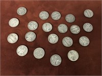 LOT OF 20 SILVER WARTIME NICKELS
