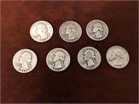 LOT OF 7 SILVER QUARTERS