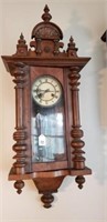 Vintage Wooden Wall Clock w/ Key