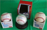 LOT OF 3 HALL OF FAME SIGNED BASEBALLS TO INCLUDE