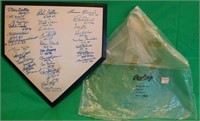 RAWLINGS AUTOGRAPHED HOME PLATE WITH ORIGINAL
