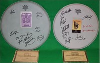 LOT OF 2 FLEETWOOD MAC DRUM SKINS SIGNED BY THE