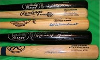 LOT OF 5 HALL OF FAME SIGNED BASEBALL BATS. ONE