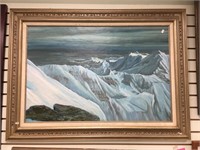 Vernon Cates original oil,  1973, of Alaskan mount