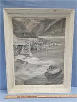 Original by A. E. Park, whitewashed wooden frame,