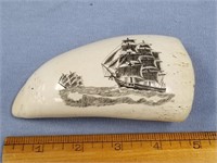 Whales tooth scrimmed with 2 sailing vessels, init