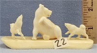 Very well done ivory carving of a bear fending off