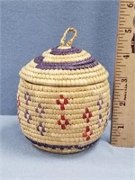 Beautiful handmade grass basket with lid, body has