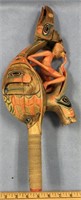 Carved wooden Tlingit style ceremonial rattle, imp