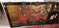 Set of 4 Panels Oriental Birds in Flowering Trees