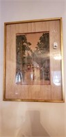 Framed Art Japanese Temple Scene Watercolor ? SLR