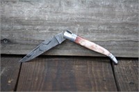 9" Damascus Folding Knife & Sheath