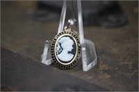 Sterling Silver & Onyx Cameo Pendant