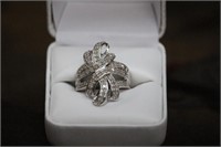 Sterling Silver Diamond Ribbon Ring