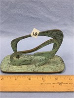 Retro brass napkin holder, about 5.5" long x 3" ta
