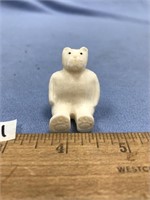 Ivory carving of a sitting bear 1.5" tall not sign
