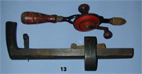 Wooden slitting gage & a Craftsman hand drill