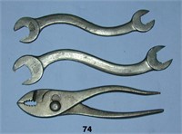 Three OAK LEAF wrenches: slip-joint pliers &c.