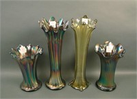 Lot Including Four Carnival Glass Vases
