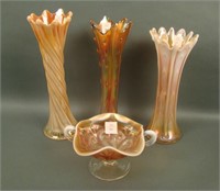 Four Piece Dugan Carnival Glass Lot