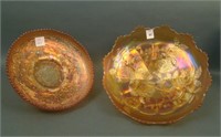 Two Fenton Marigold Carnival Glass Bowls