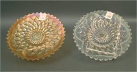 Three Dugan Carnival Glass Plates