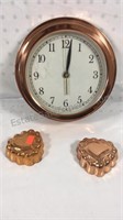Copper Wall Clock (Battery) and 2 Molds