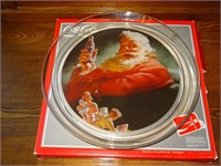 Coca Cola Santa 13" Platter; Plastic Plate; Covers