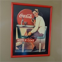 Have A Coke Framed Tin Sign 1991