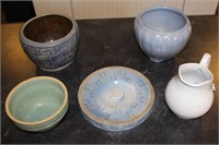 Five pieces of pottery.
