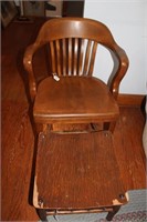 Wooden Chair w/arms & Wooden stool.