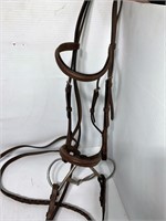 English bridle, d-ring snaffle bit and reins